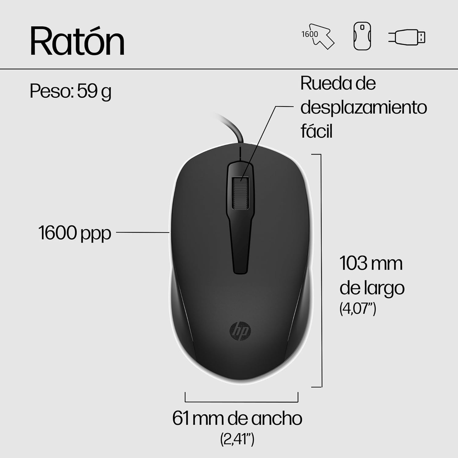 HP 150 Teclado y Ratón con Cable QWERTY Español - 2281
