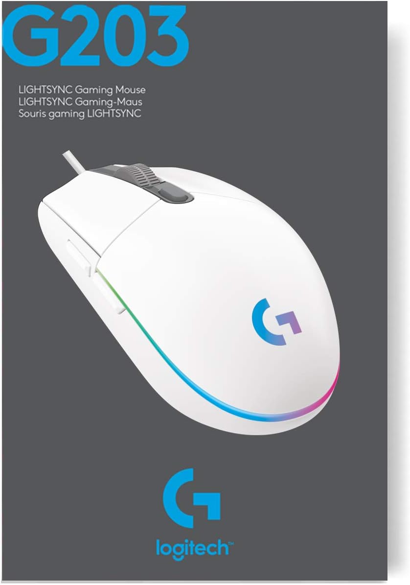 Logitech G203 LIGHTSYNC Ratón USB Gaming con Iluminación RGB Personalizable Blanco - 2293