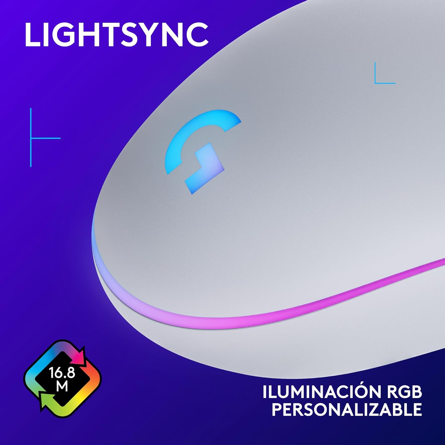 Logitech G203 LIGHTSYNC Ratón USB Gaming con Iluminación RGB Personalizable Blanco - 2293