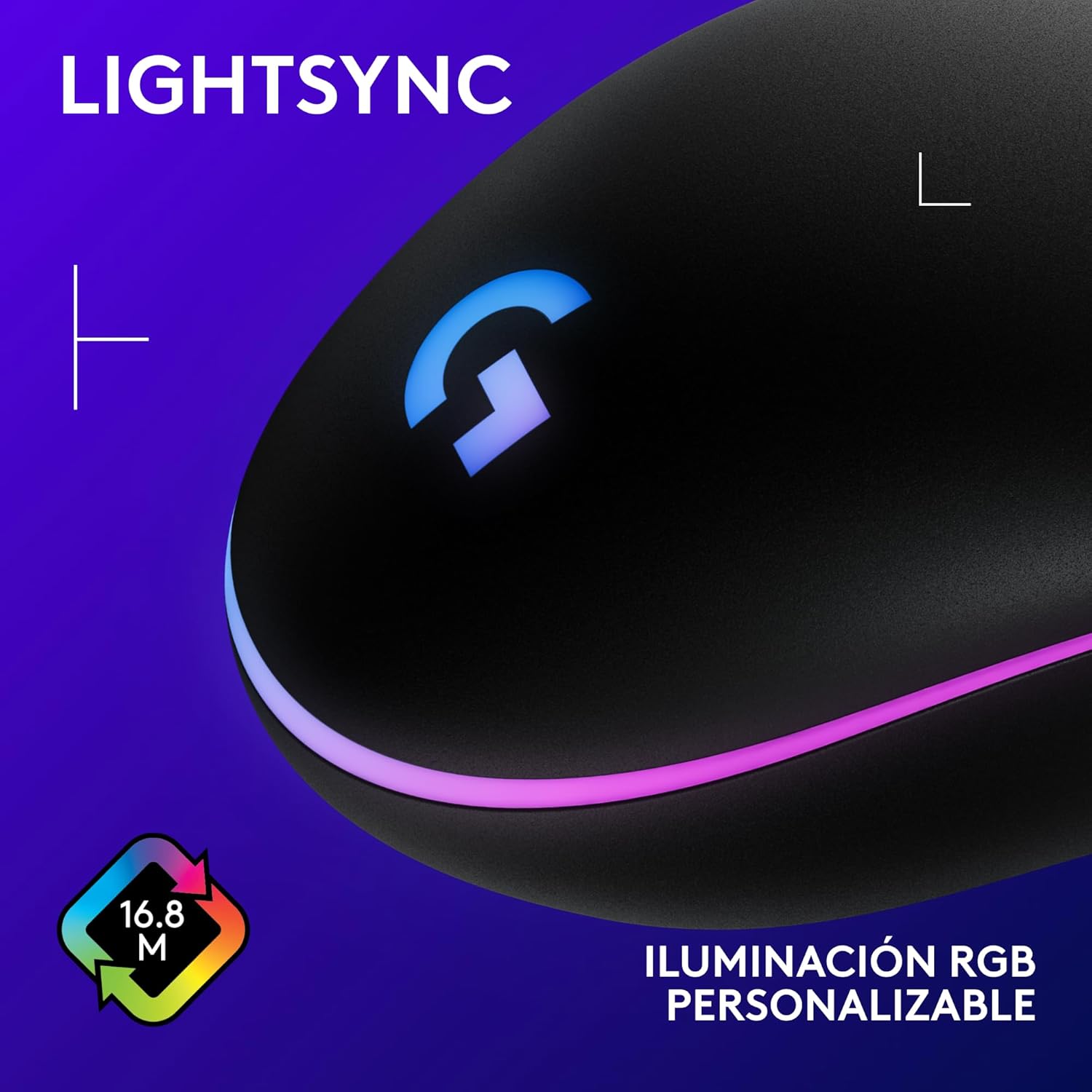 Logitech G203 LIGHTSYNC Ratón USB Gaming con Iluminación RGB Personalizable Negro - 2294