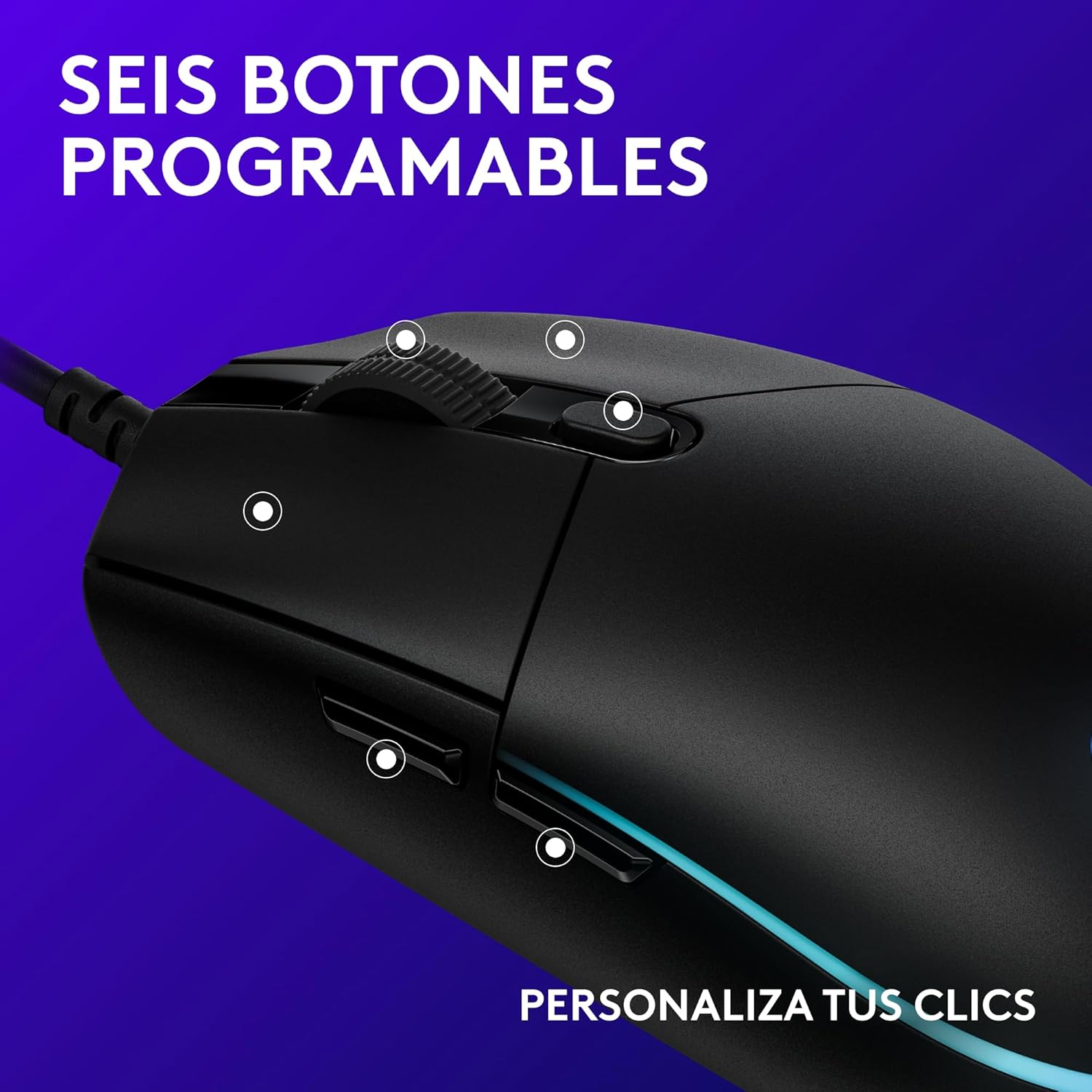 Logitech G203 LIGHTSYNC Ratón USB Gaming con Iluminación RGB Personalizable Negro - 2294
